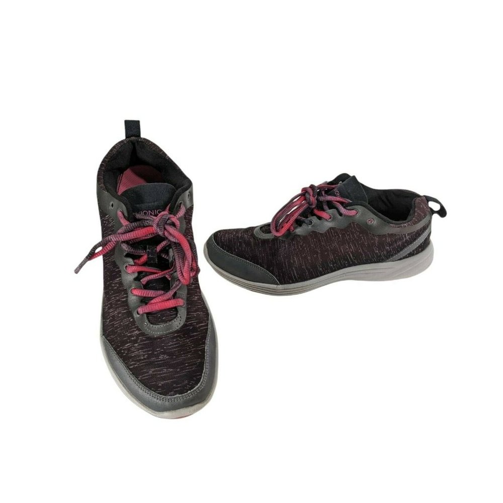 Vionic Womens Agile Running Shoes Purple Black Gray 335FYN Low Top Lace Up 8.5 M